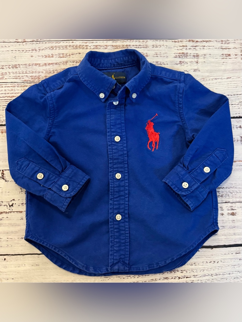 Ralph Lauren Blue Red Long Sleeve Button Down Shirt 18m